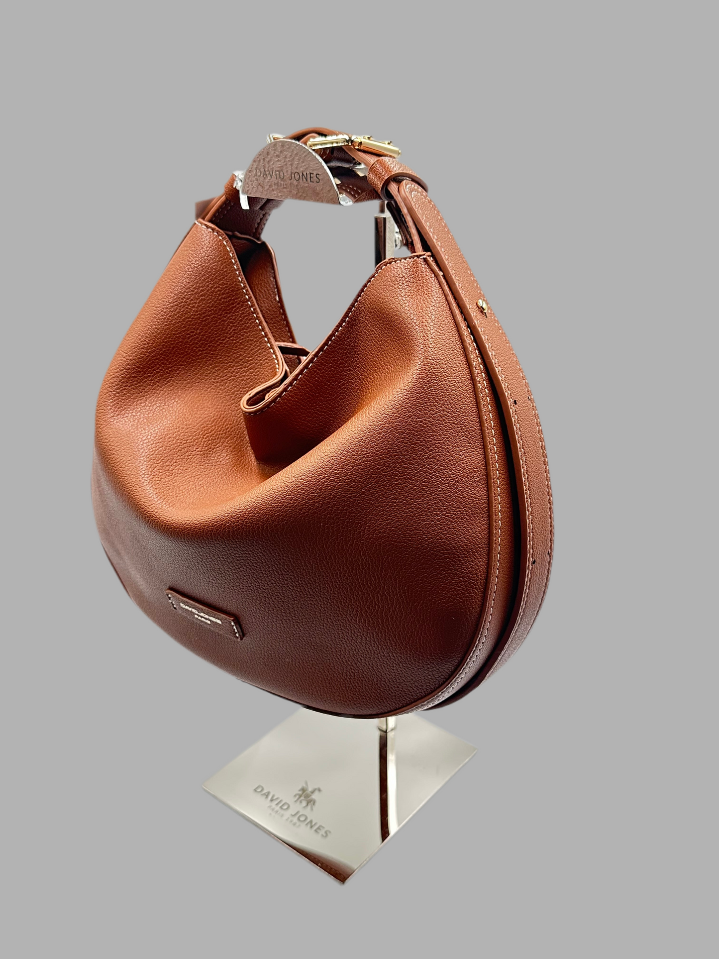 Soirose David Jones Paris Brown Faux Leather Shoulder Bag – Adjustable Strap, Medium Hobo Handbag