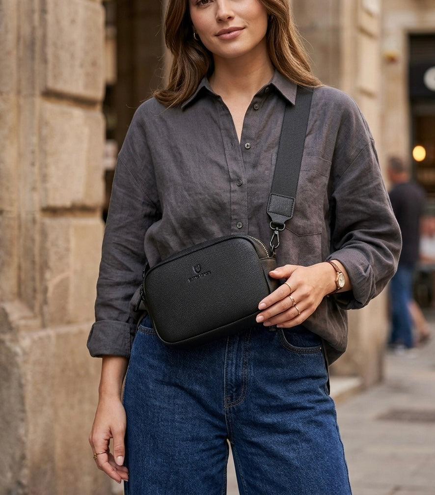 David Jones Black Small Shoulder Bag Faux Leather