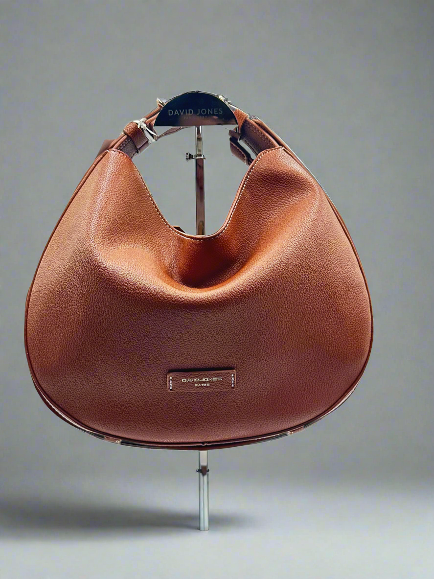 Soirose David Jones Paris Brown Faux Leather Shoulder Bag – Adjustable Strap, Medium Hobo Handbag