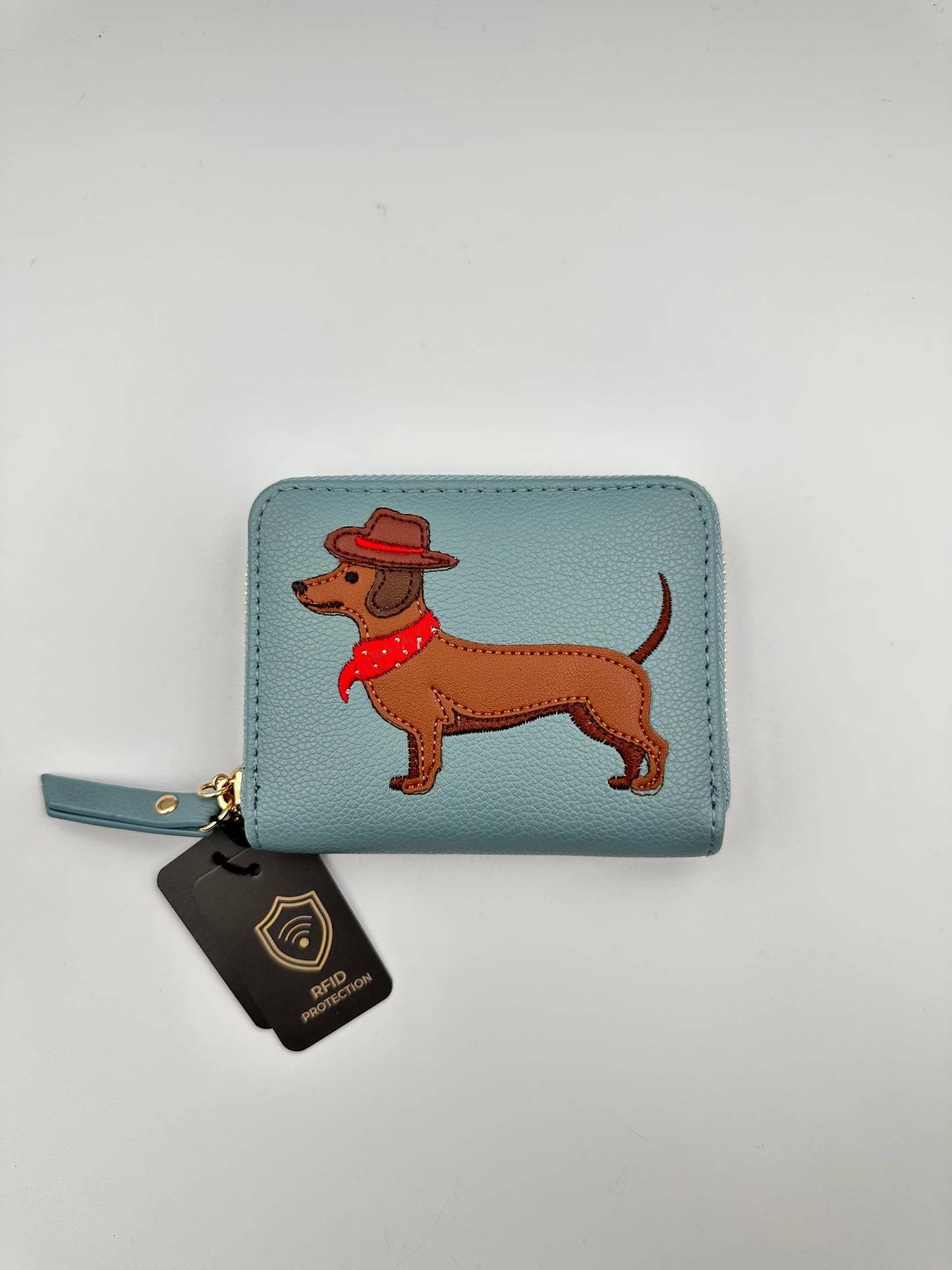 Dachshund Embroidered Zip Wallet - RFID Blocking Card Holder