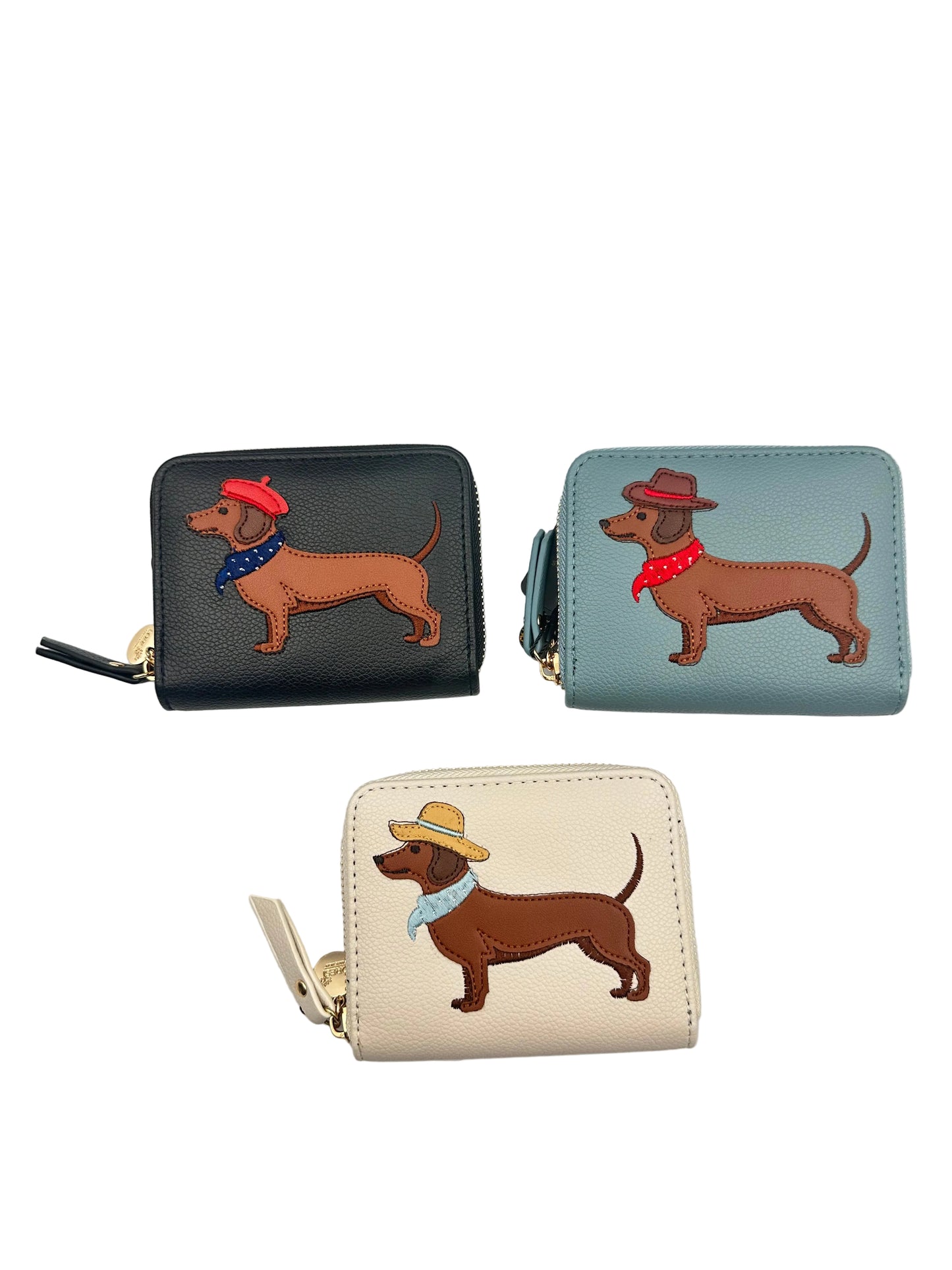 Dachshund Embroidered Zip Wallet - RFID Blocking Card Holder