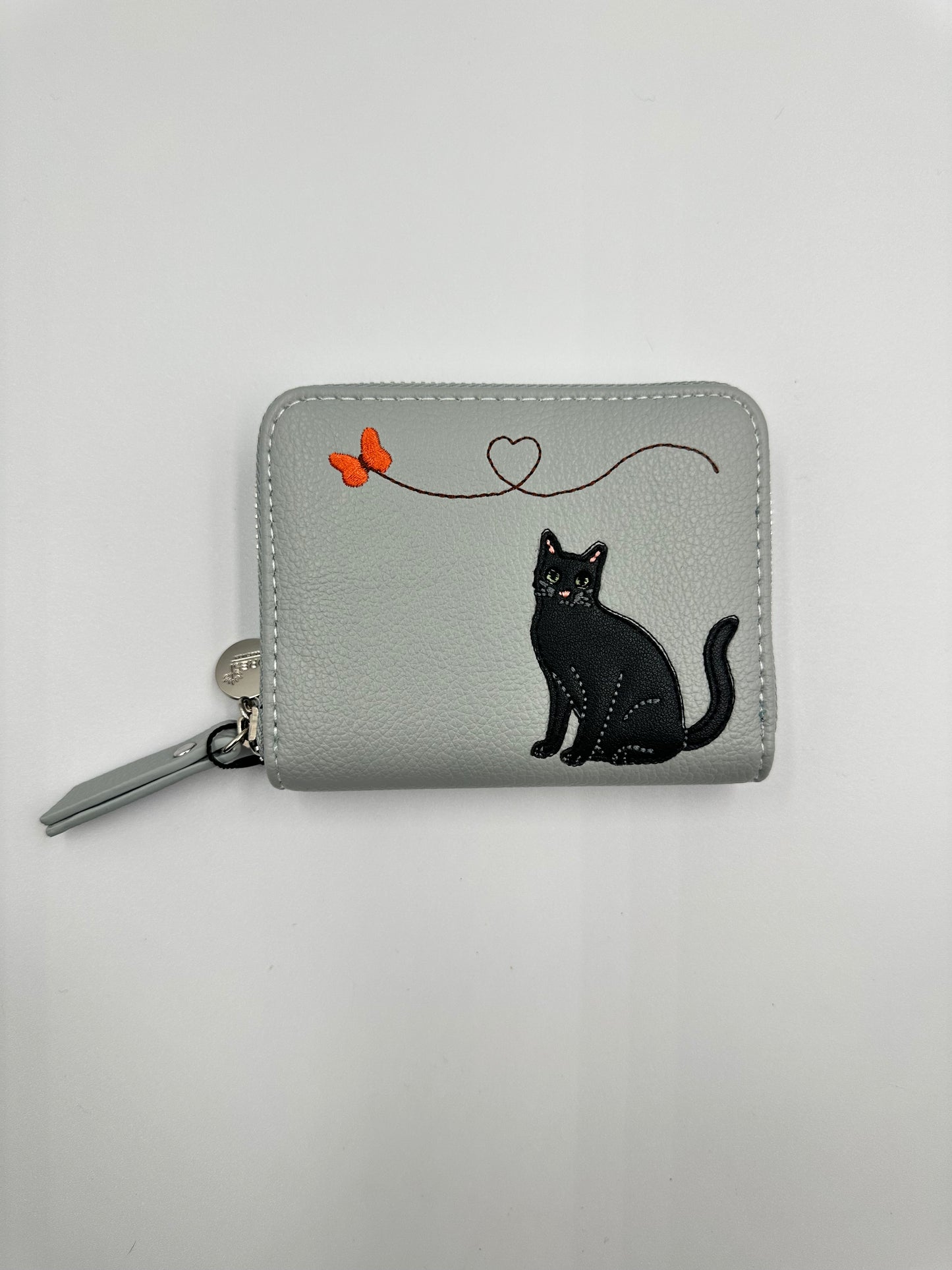 Whimsical Cat Embroidered Wallet – With RFID Protection