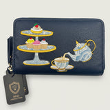 Afternoon Tea Embroidered RFID Wallet – Faux Leather