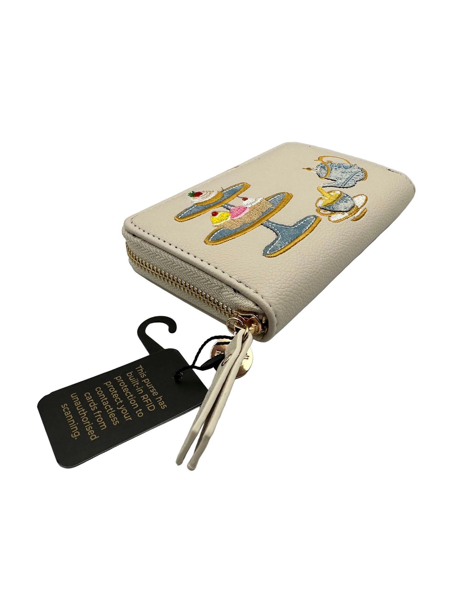 Afternoon Tea Embroidered RFID Wallet – Faux Leather