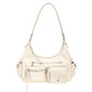 David Jones Textured Fabric & Faux Leather Multi-Pocket Shoulder Bag New