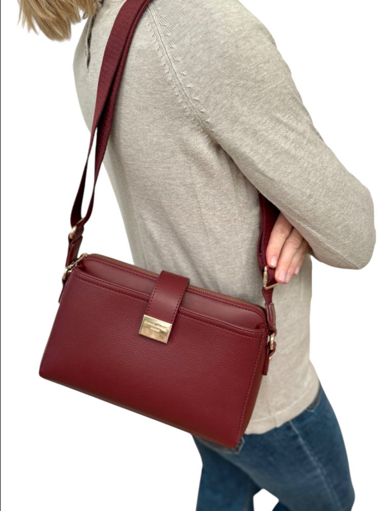 Soirose David Jones Women’s Warm Taupe Crossbody Handbag – Stylish Everyday Fashion Bag (SM7437A)
