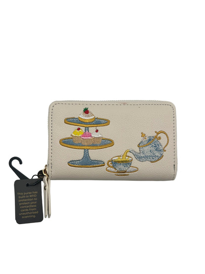 Afternoon Tea Embroidered RFID Wallet – Faux Leather