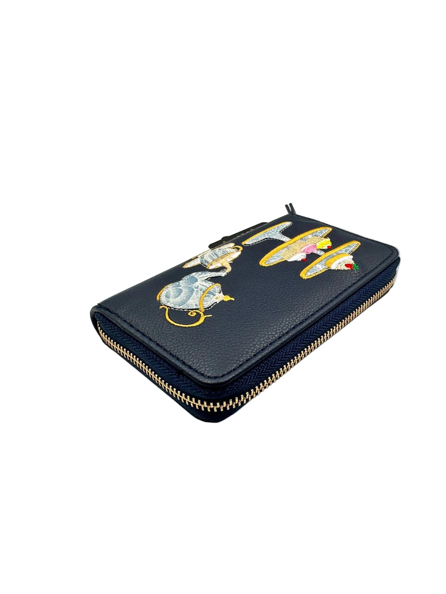 Afternoon Tea Embroidered RFID Wallet – Faux Leather