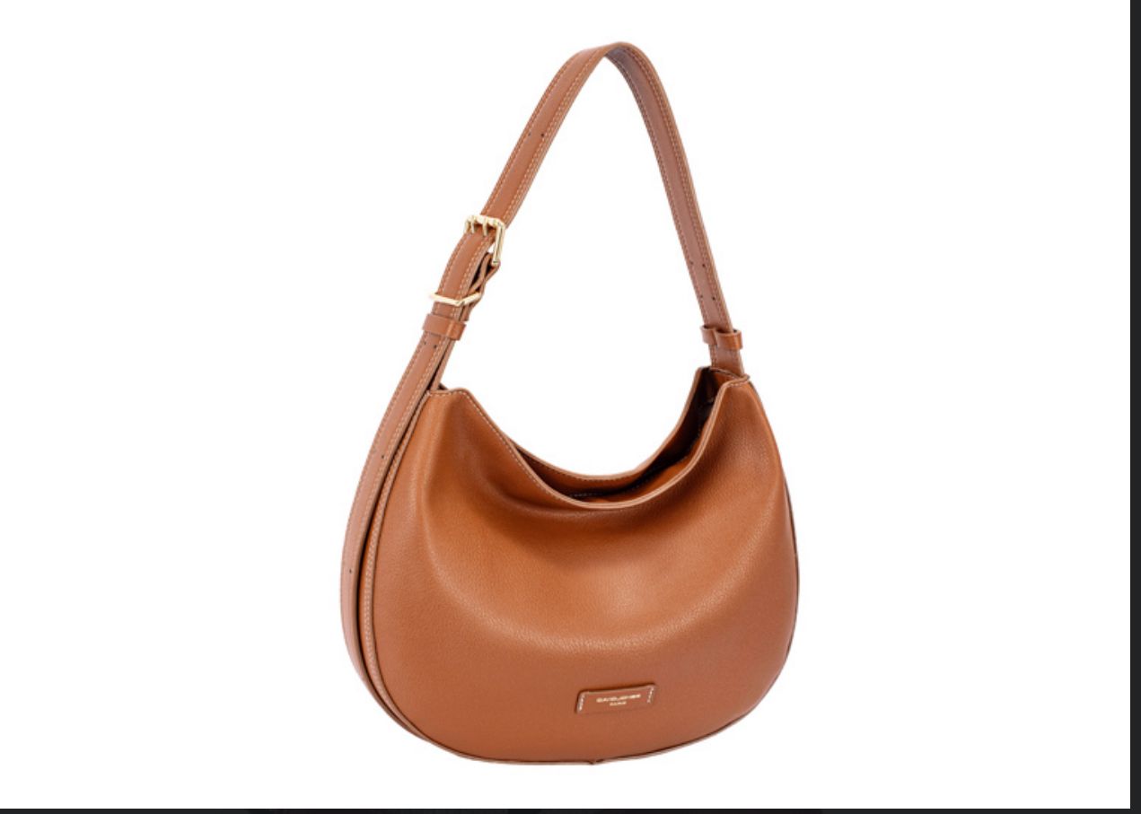 Soirose David Jones Paris Brown Faux Leather Shoulder Bag – Adjustable Strap, Medium Hobo Handbag